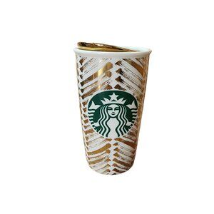 Starbucks White and Gold Tumbler 2015 Ceramic Cup
